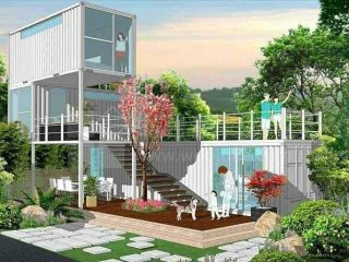 在休閑農(nóng)莊之地，他用集裝箱建了幾棟民宿